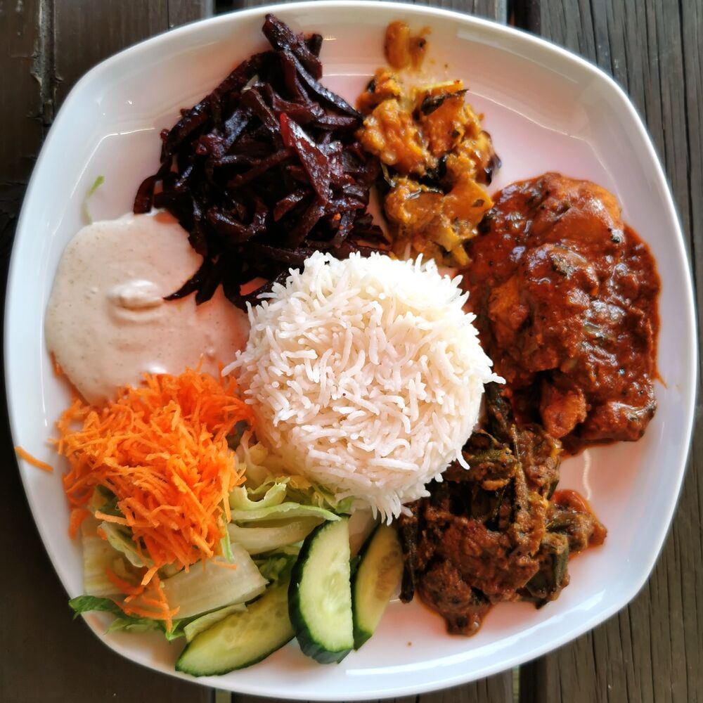 Freshly prepared curry dish