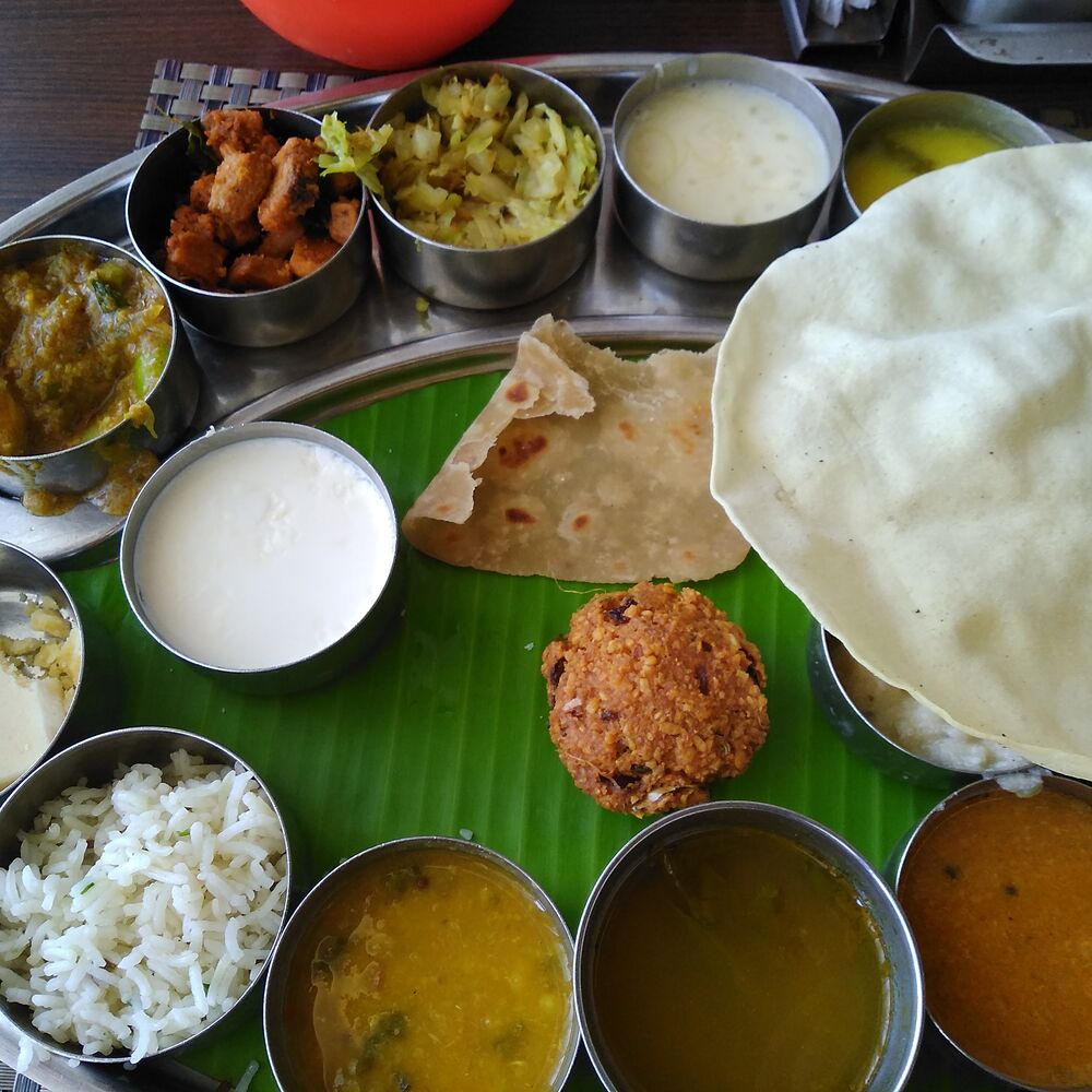 Traditional South Indian thali