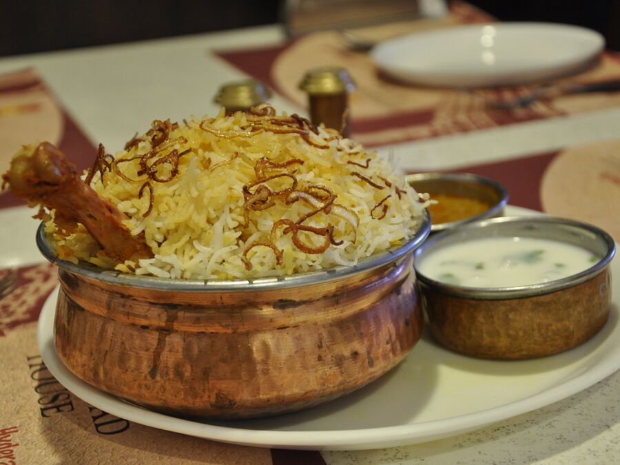 Chicken biryani with fragrant basmati rice