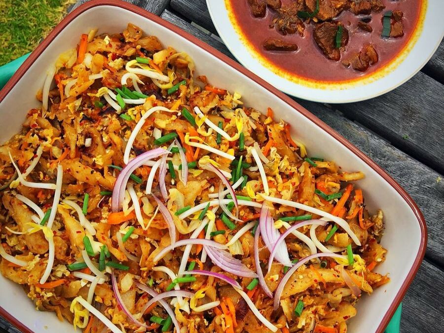 Chicken kottu roti, chopped and stir-fried